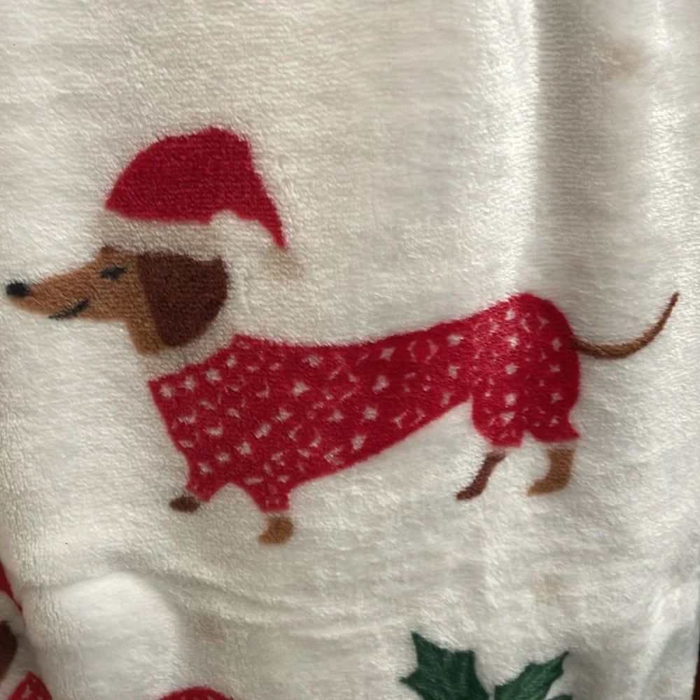 Dachshund Holiday themed oversized, velvet, plush, throw blanket